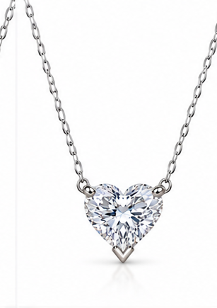 Heart 1.5ct lab-grown diamond necklace - white gold, white background