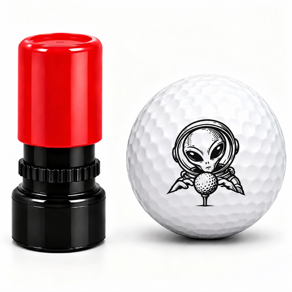 Space Theme Golf Ball Stamp - Ghost, Robot, UFO, Astronaut, Alien | Pre-Inked