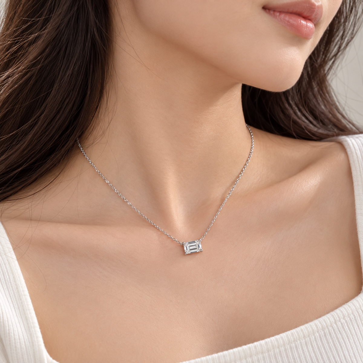IGI-Certified Emerald-Cut Lab-Grown Diamond Pendant, 1.5–2 CT, 14K/18K Gold