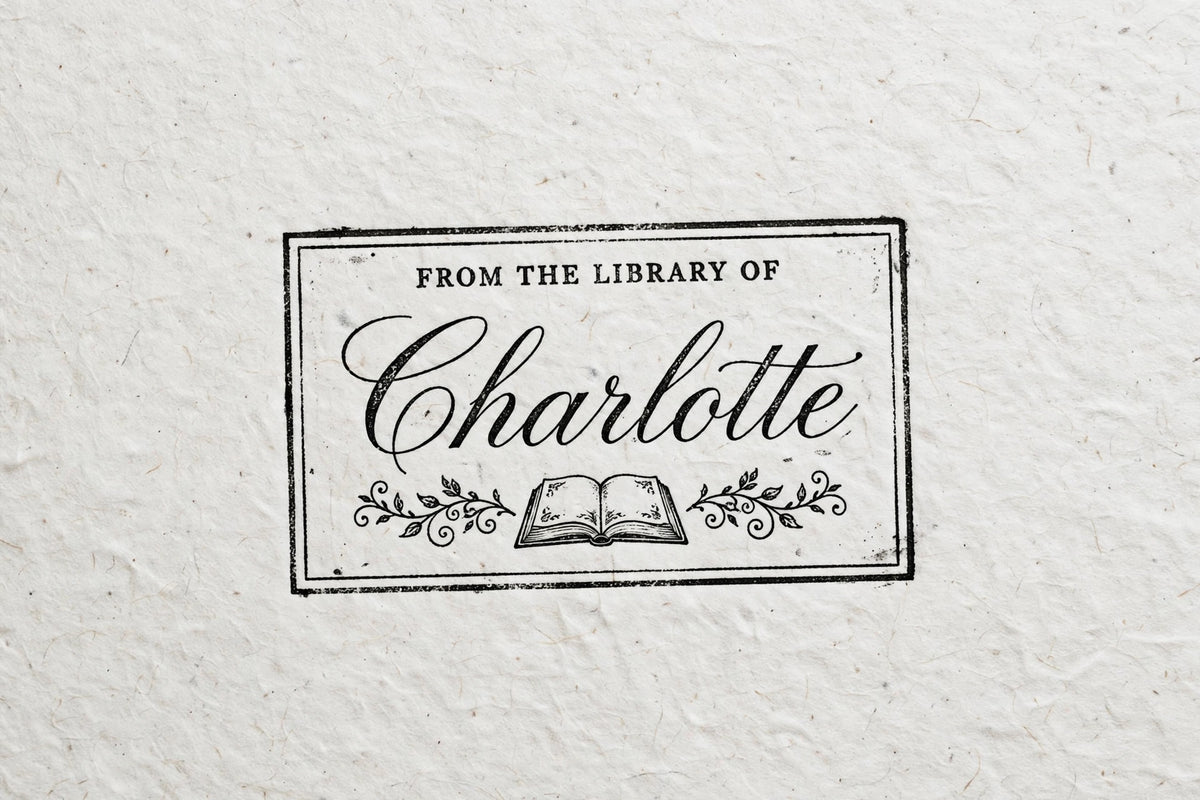 Personalized Library Book Stamp – Custom 'From the Library of' Bookplate Stamp, Pre-Inked