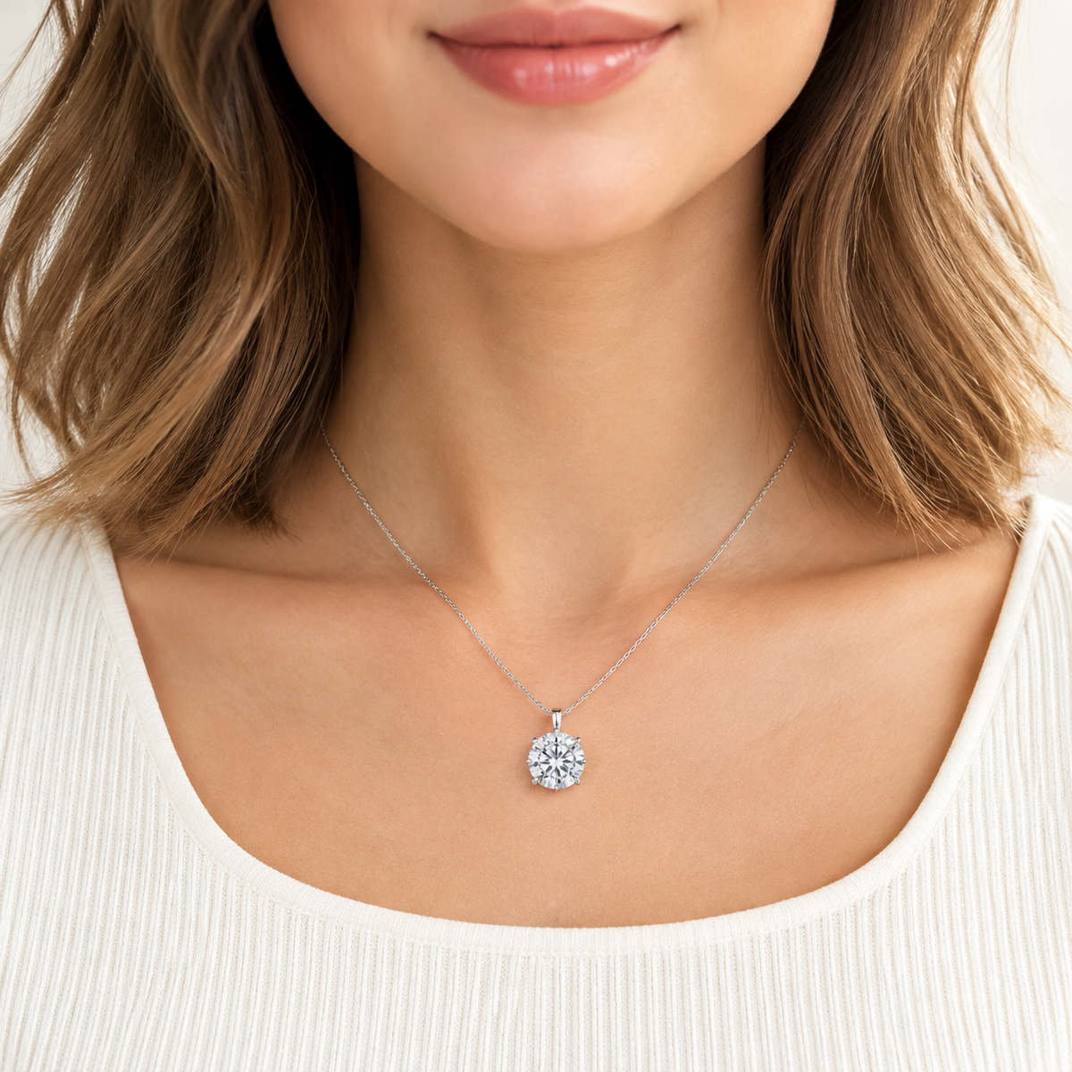 IGI Certified 1.5 CT D/VVS2 Round Lab-Grown Diamond Necklace in 18K White Gold