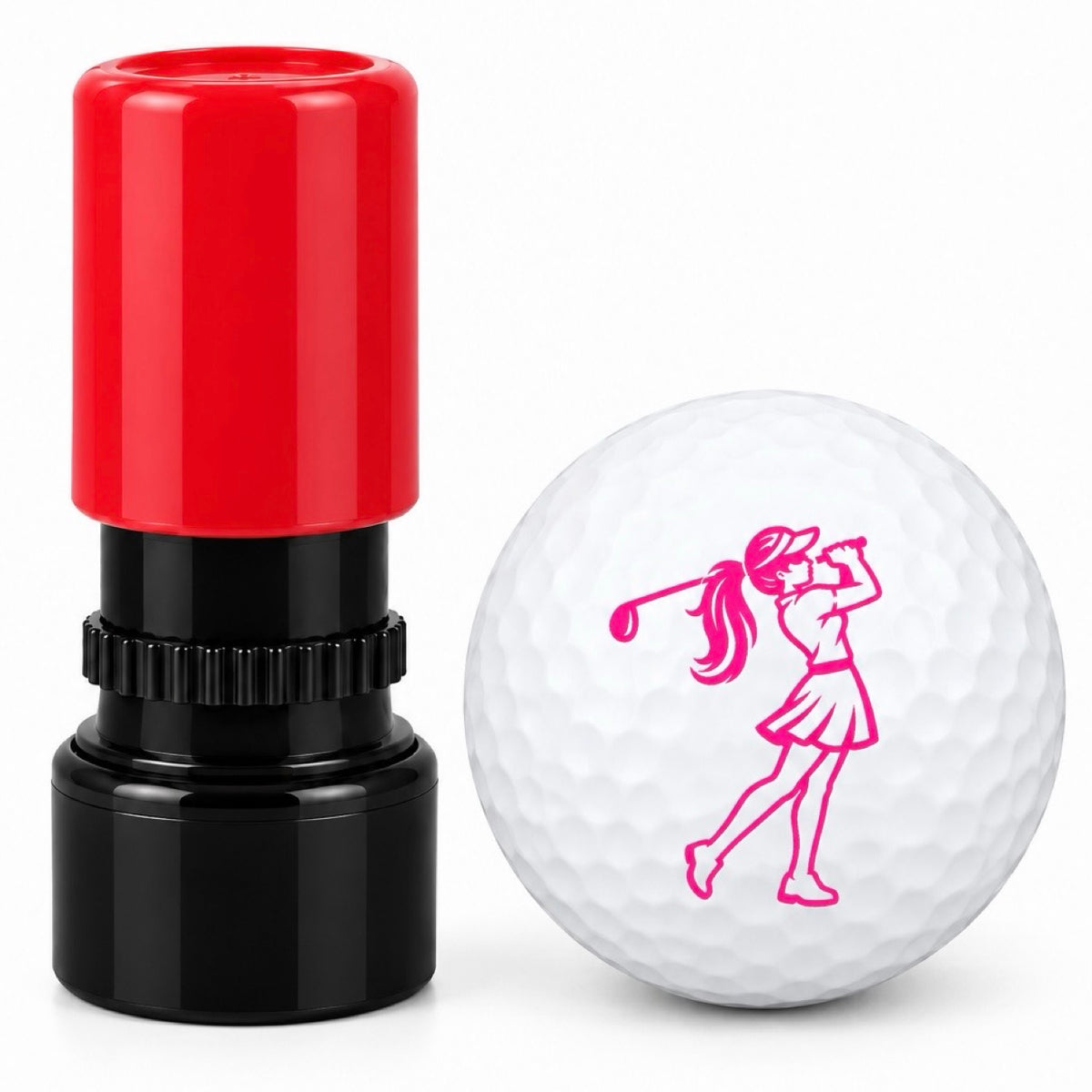 Pink Theme Golf Ball Stamp - Mermaid, Unicorn, Starfish, Lady Golfer | Fuchsia Pink Pre-Inked