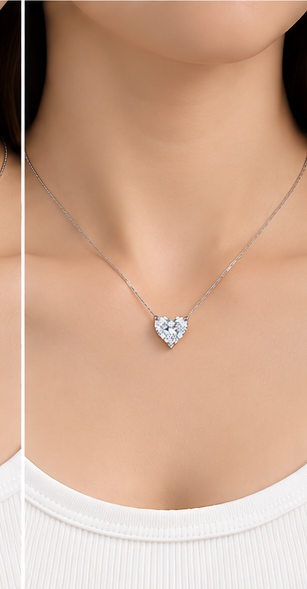 Heart 1.5ct lab-grown diamond necklace - white gold, model
