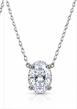Oval 1.5ct lab-grown diamond necklace - white gold, white background