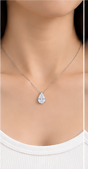Pear 1.5ct lab-grown diamond necklace - white gold, model