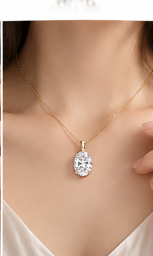Oval 1.5ct lab-grown diamond necklace - model