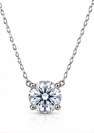 Round 1.5ct lab-grown diamond necklace - white gold, white background