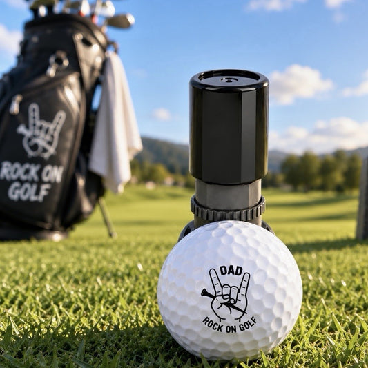 Dad Rock On Golf Ball Stamper Funny Father’s Day stamp Golf Gift for Dad Golfer