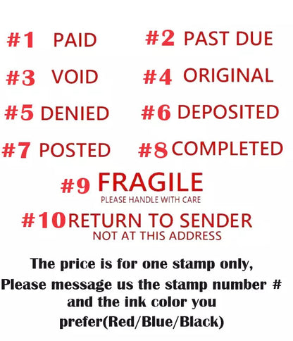 Rectangle Business PAID pre-Inked Stamps Custom Text