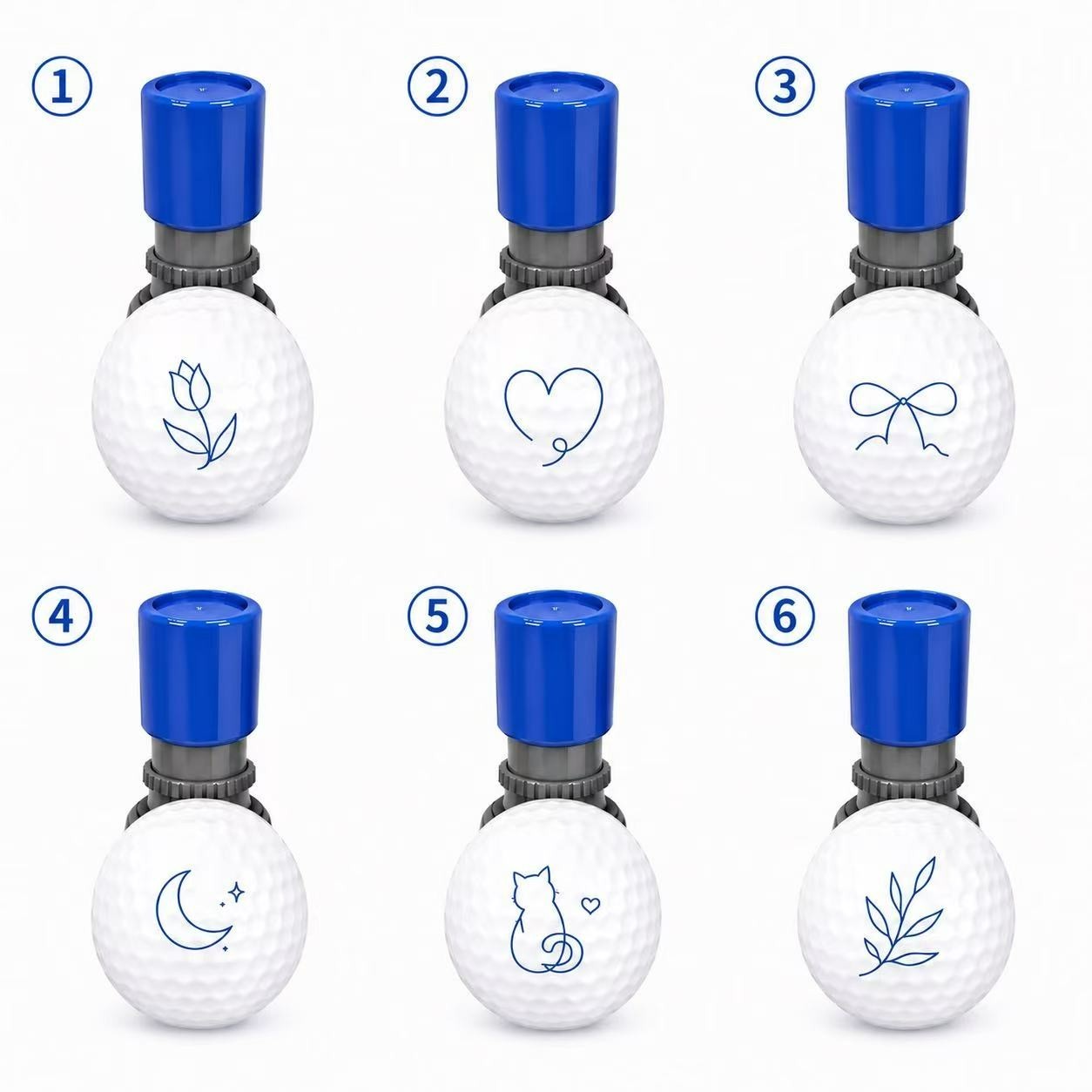 Cute Golf Ball Marker Stamp Set Flower Cat Moon Heart Bow Designs