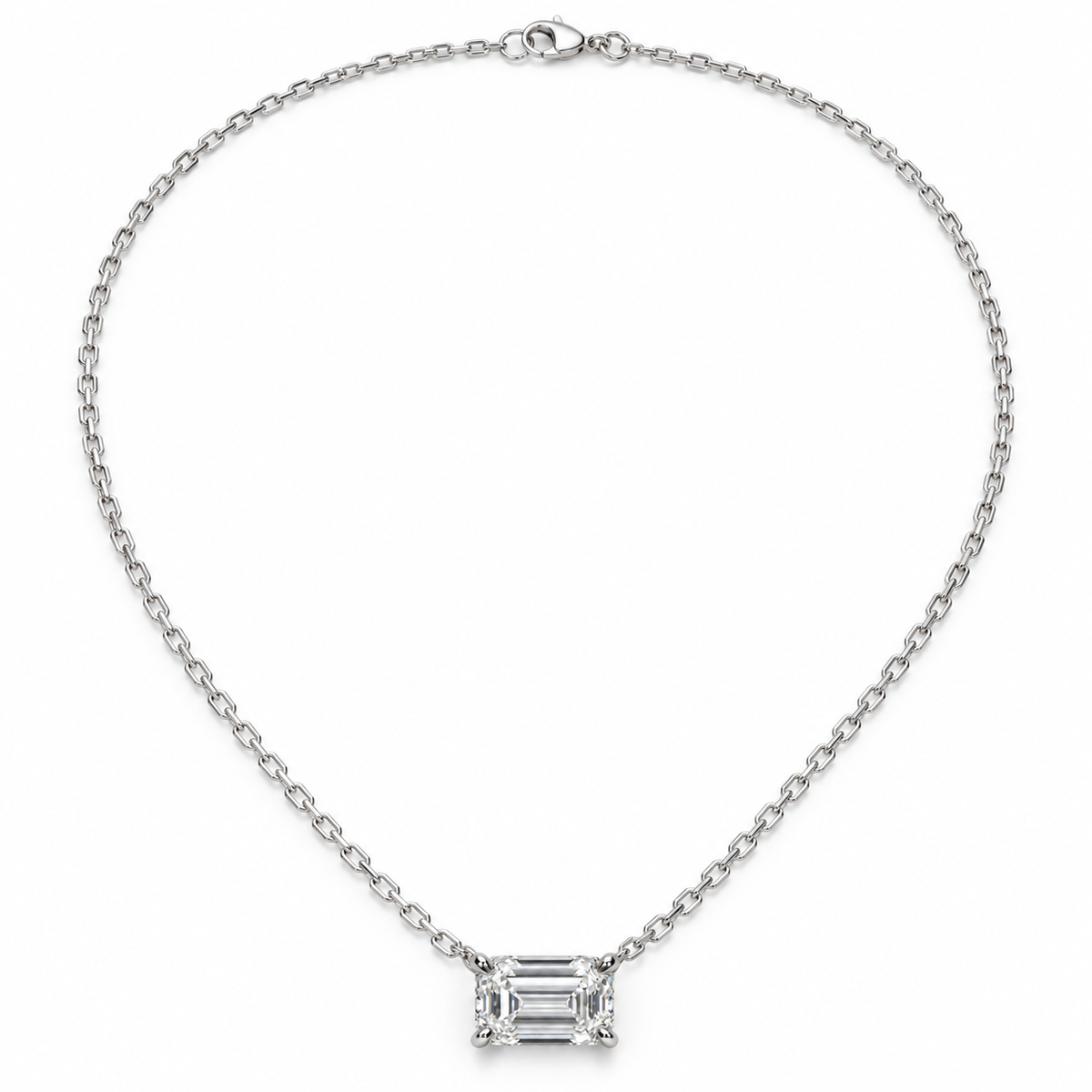 IGI-Certified Emerald-Cut Lab-Grown Diamond Pendant, 1.5–2 CT, 14K/18K Gold