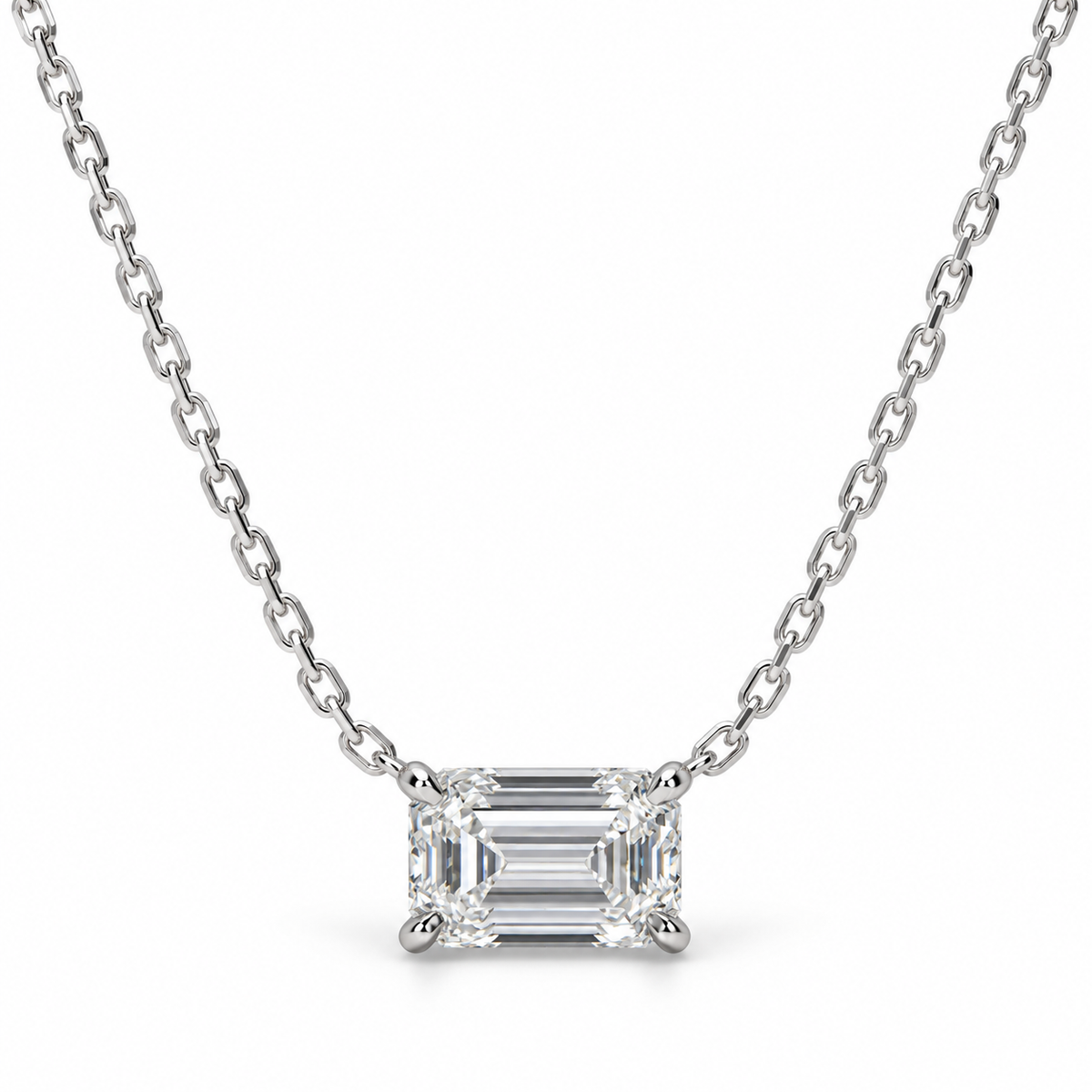 IGI-Certified Emerald-Cut Lab-Grown Diamond Pendant, 1.5–2 CT, 14K/18K Gold