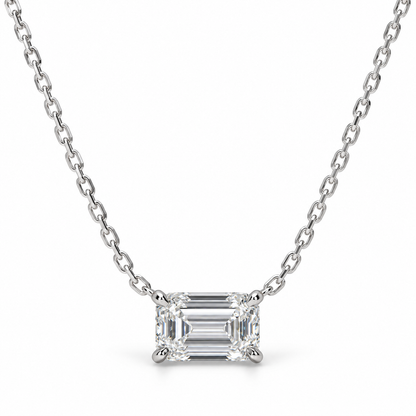 IGI-Certified Emerald-Cut Lab-Grown Diamond Pendant, 1.5–2 CT, 14K/18K Gold