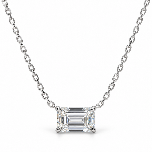 IGI-Certified Emerald-Cut Lab-Grown Diamond Pendant, 1.5–2 CT, 14K/18K Gold