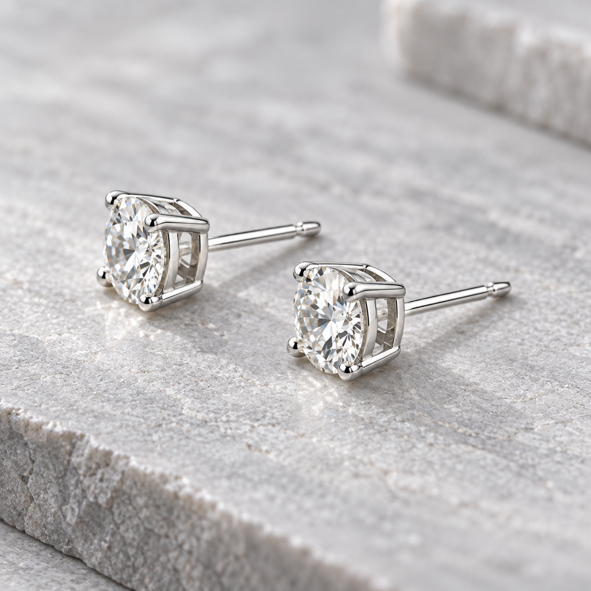 IGI Certified D VVS2 Round Lab-Grown Diamond Stud Earrings in 14K or 18K Solid Gold
