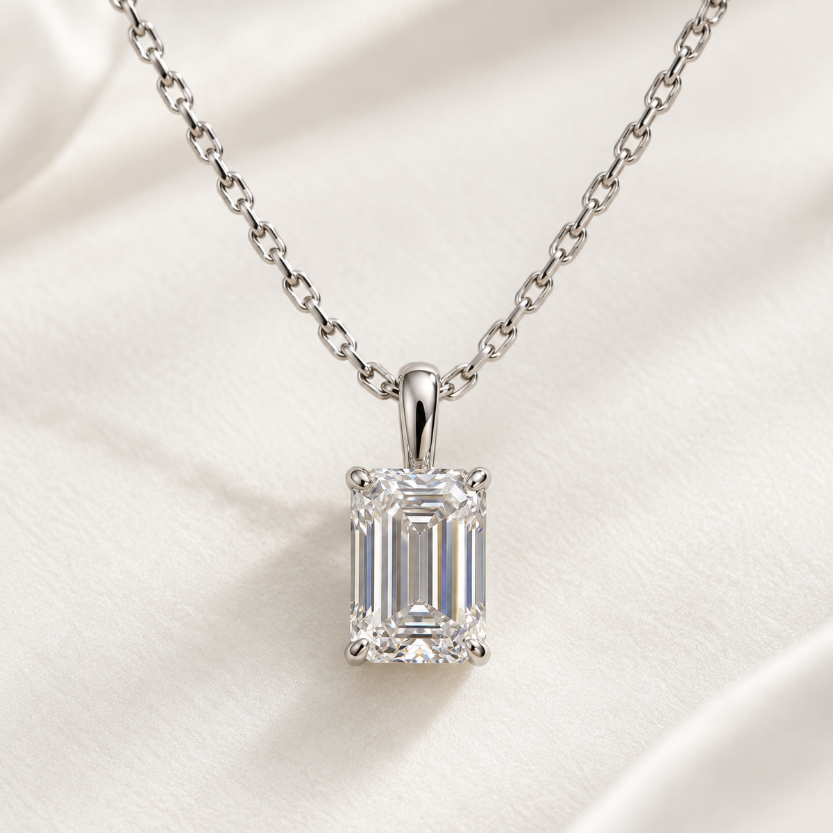 IGI-Certified Emerald-Cut Lab-Grown Diamond Pendant, 1.5–2 CT, 14K/18K Gold