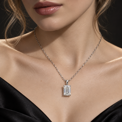 IGI-Certified Emerald-Cut Lab-Grown Diamond Pendant, 1.5–2 CT, 14K/18K Gold