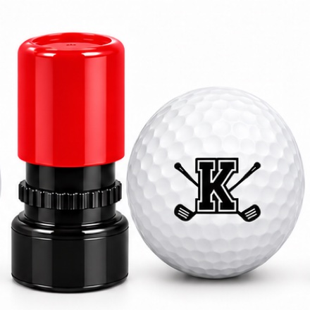 Initial Golf Ball Stamp – A–Z Outlined Letter Marker | Pre-Inked