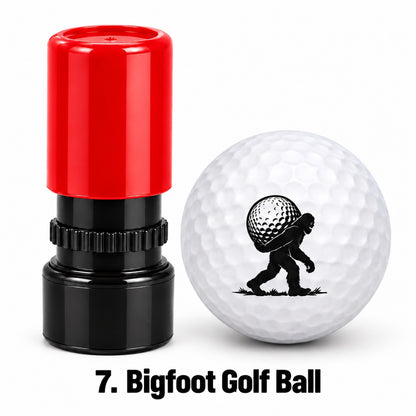 Bigfoot Cartoon Golf Ball Stamp