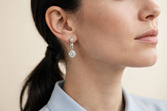 IGI Certified D VVS2 Round Lab-Grown Diamond Solitaire Drop Earrings, 2.13 CTW, 14K Solid Gold