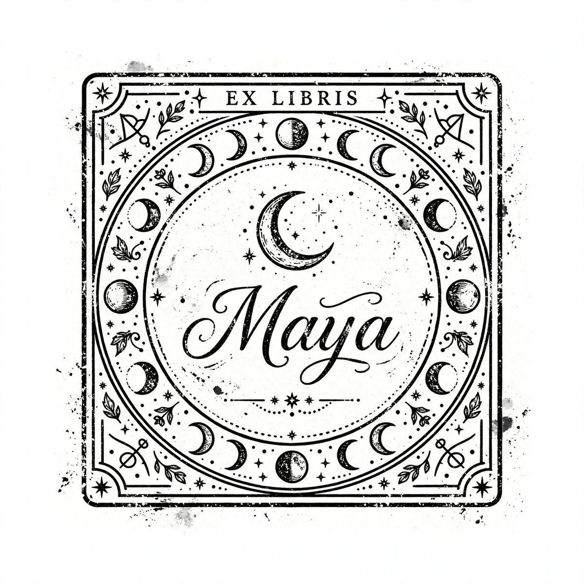 Personalized Woodcut Library Book Stamp – Custom Ex Libris Bookplate Stamp, Pre-Inked