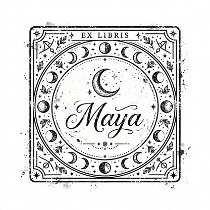 Personalized Woodcut Library Book Stamp – Custom Ex Libris Bookplate Stamp, Pre-Inked