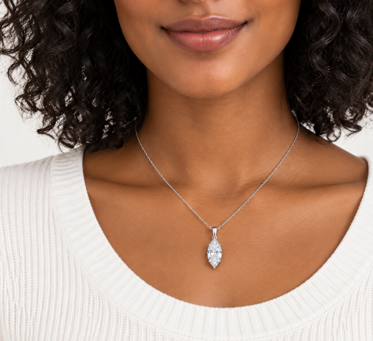 IGI-Certified Marquise Lab-Grown Diamond Pendant Necklace, 1.5–2 CT, 14K/18K Gold