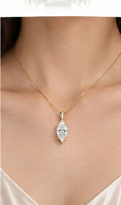 Marquise 1.5ct lab-grown diamond necklace - model