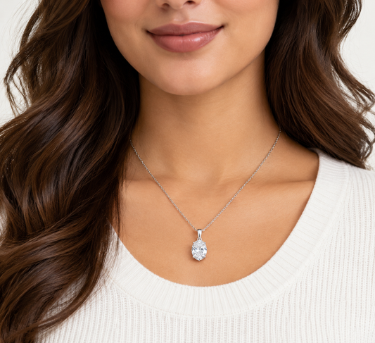IGI-Certified Oval Lab-Grown Diamond Pendant Necklace, 1.5–2 CT, 14K/18K Gold
