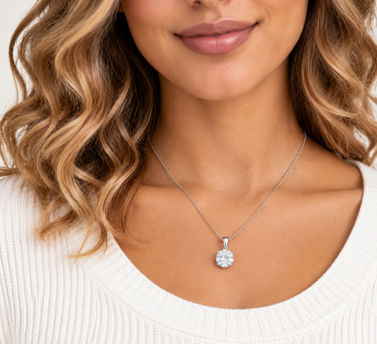 IGI-Certified Round Lab-Grown Diamond Pendant Necklace, 1.5–2 CT, 14K/18K Gold