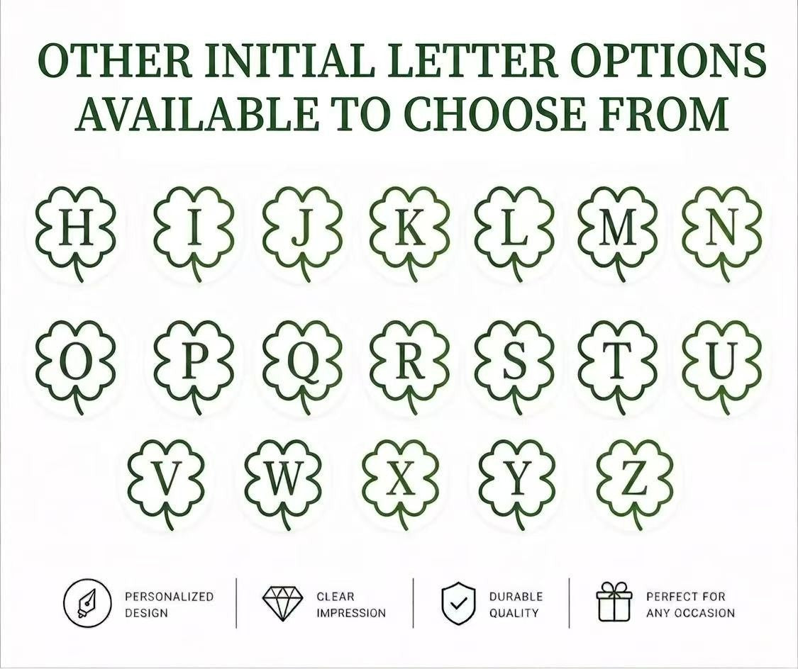 Clover Initial Letter A-Z With Custom Name Pre-Inked Stamp for Golf Ball
