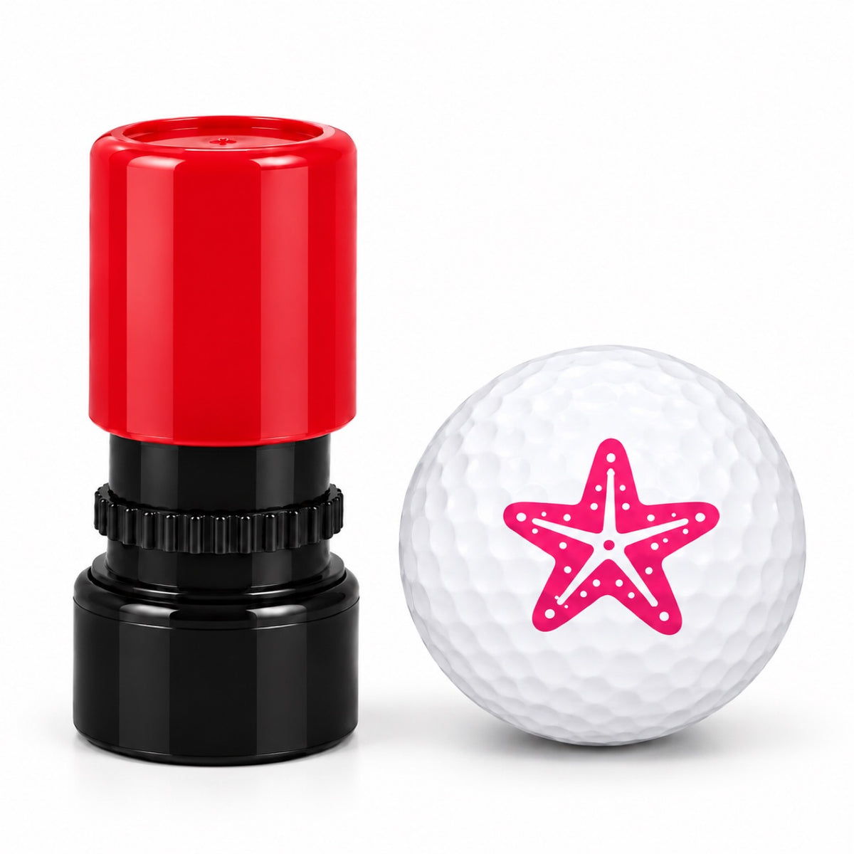 Pink Theme Golf Ball Stamp - Mermaid, Unicorn, Starfish, Lady Golfer | Fuchsia Pink Pre-Inked