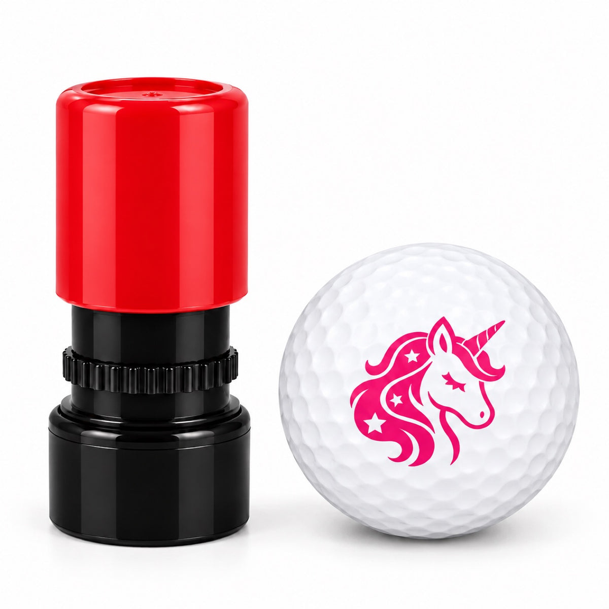 Pink Theme Golf Ball Stamp - Mermaid, Unicorn, Starfish, Lady Golfer | Fuchsia Pink Pre-Inked