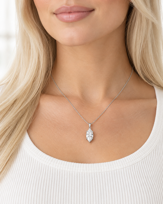 IGI Certified 1 CT Marquise Lab-Grown Diamond Necklace in Sterling Silver