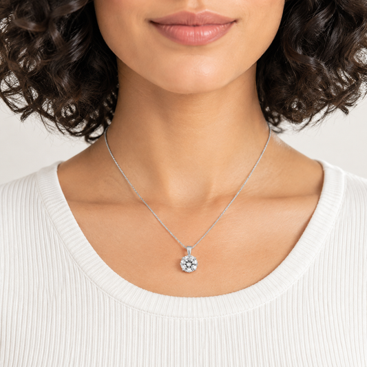 IGI Certified 1.5 CT D/VVS2 Round Lab-Grown Diamond Necklace in Sterling Silver