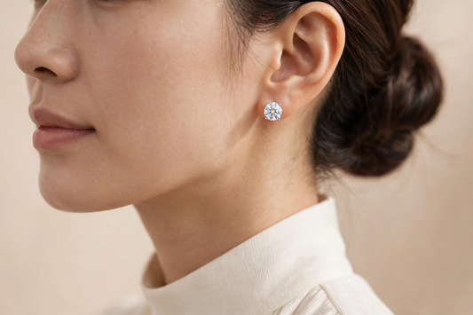 IGI Certified D VVS2 Round Lab-Grown Diamond Stud Earrings in 14K or 18K Solid Gold