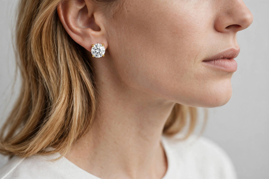 2 CTW (1 CT Each) IGI Certified D VVS2 Round Lab-Grown Diamond Stud Earrings in 14K/18K Solid Gold