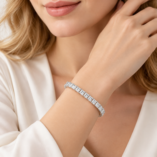 9 CTW Lab-Grown Diamond Square-Prong Tennis Bracelet in 18K Gold